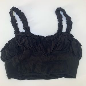 Intimately Free People Black Ruffle Cropped Tank